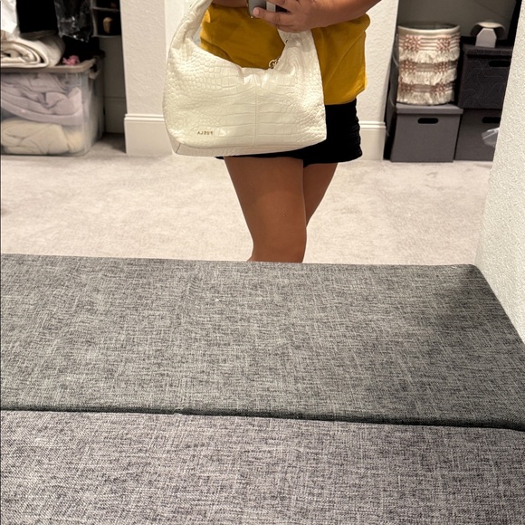 Furla Cream/ White Croc-Embossed Hobo Bag with Furla Dust Bag